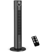 ZAFRO Tower Fan for Bedroom, 90° Oscillating Fan with 12H Timer, 37”Standing Fans with Remote, Bl...