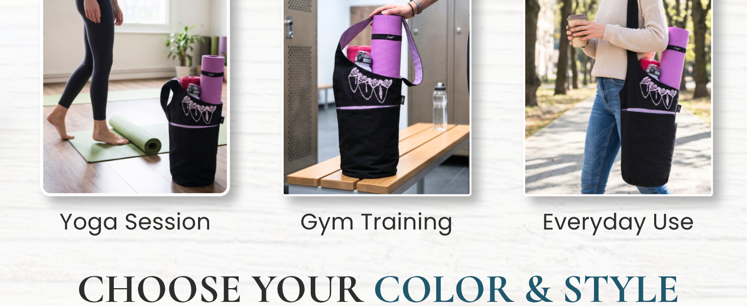 uses and occasins for yoga mat bag, yoga sessions and more