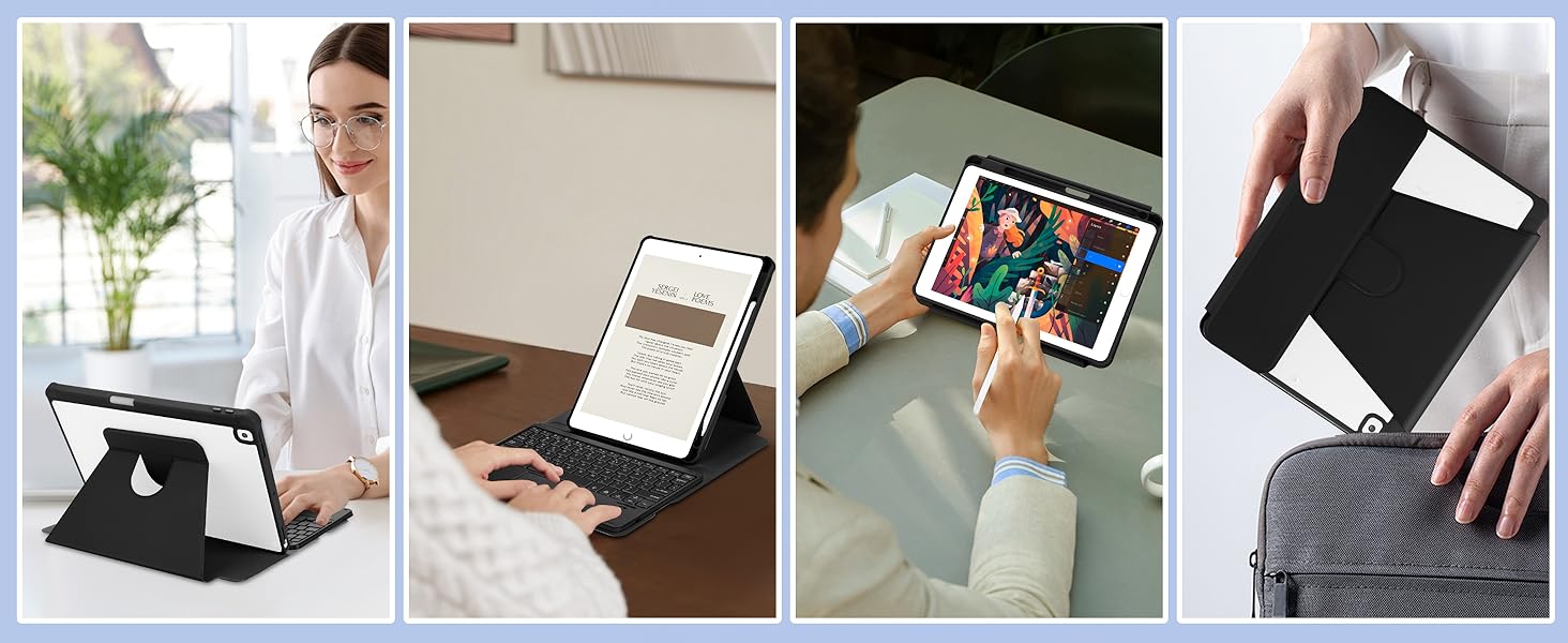 iPad 10.2/10.5 Rotating Keyboard Case - Black-7