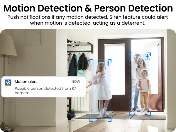 Motion Detection &amp; Person Detection Push notifications if any motion detected.