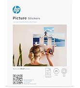 HP Picture Stickers 8.5x11in,25 sheets Self-Adhesive, Easily repositionable, Matte Photo Stickers...