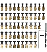 DALQUIS 50 Sets 1/4-20 x 19/32" Threaded Insert and Bolt for Wood, Hex Socket Drive Furniture Scr...