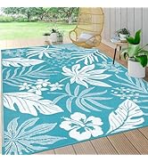 Pauwer Outdoor Rug 6'x9' Waterproof for Patios, Reversible Outdoor Plastic Straw Rug, Indoor Outd...