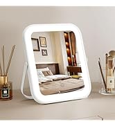 Bearolve Rechargeable Vanity Mirror with Lights, 10"×8" Makeup Mirror with Lights, 1500mAH Batter...