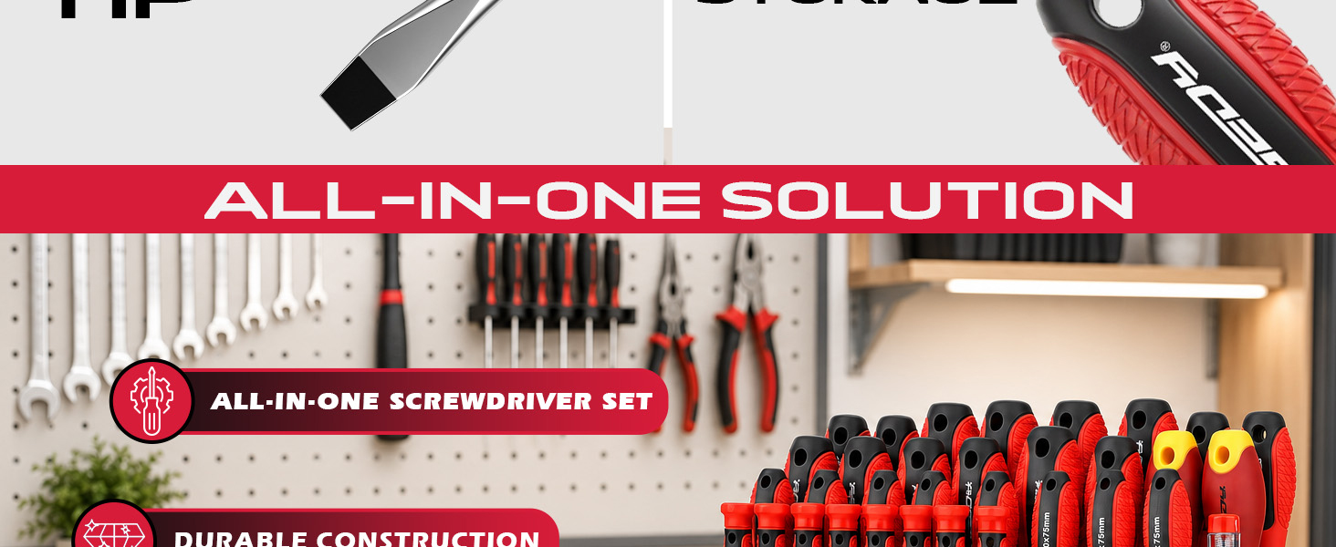 101-Piece Magnetic Screwdriver Set with 60 Bits, Ratchet and Storage Rack