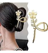Flower Hair Clips for Women Gold Rhinestone Flower Hair Claw Non-Slip Strong Hold Hair Jaw Clips ...