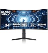 KOORUI 34-inch Curved Ultrawide WQHD 3440×1440 Gaming Monitor, 165Hz 1000R- PIP/PBP, 1ms(MPRT), H...