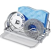 Consumest Sponge Holder for Kitchen Sink, Movable Sink Caddy for Countertop Organizer, 304 Stainl...