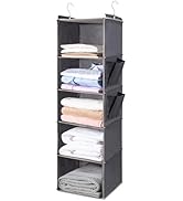 BOOMIBOO Hanging Closet Organize and Shelves,5-Hanging Shelf with 2 Side Pockets,Storage Foldable...