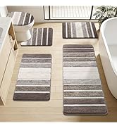 Yamaziot Bathroom Rugs Sets 5 Piece, Absorbent Microfiber Bath Mat for Bathroom, Non Slip Washabl...