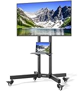 ECOTINY Heavy-Duty Rolling TV Stand for 32–85" Screens — Supports 187 lbs (154 lbs TV + 33 lbs Sh...