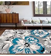 Rugshop Modern Floral Design Area Rug for Living Room,Bedroom,Home Office,Kitchen Non Shedding Ar...