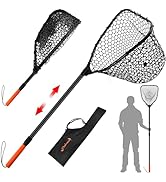 Dovesun Fishing Net Telescoping Handle Rubber Fishing Net Folding Landing Nets with Collapsible H...