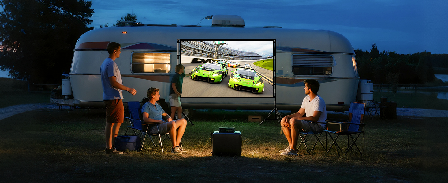projector screen with stand outdoor