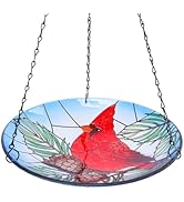 MUMTOP Hanging Bird Baths for Outdoors - Glass Bird Bath, 11 Inch Hanging Bird Bath Cardinal Bird...