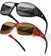 Myiaur Polarized Fit Over Glasses Sunglasses for Men Women, Trendy Wrap Around Sunglasses UV Prot...