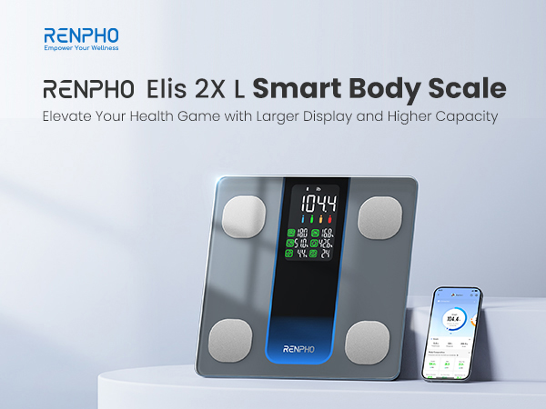 Renpho Smart Scale for Body Weight 500lb, Large Display Weight Scale, Body Fat Scale for BMI Muscle