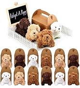 BROWNKNOT Adopt A Puppy Party Favors Mini Plush Stuffed Animals Set with 12 Plush Puppy Mini Fenc...