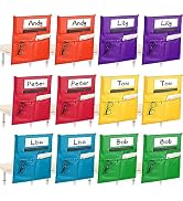 12 Pack Chair Pockets for Classrooms, 6 Color Chair Pocket with 3 Heavy Duty Storage Pocket, Chai...
