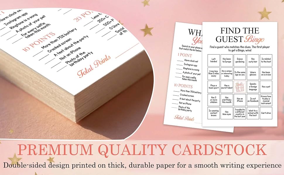 Birthday Party Games Cards