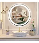 Beelux 24" Round LED Bathroom Mirror with Lights,Lighted Bathroom Vanity Mirror for Wall Anti-Fog...