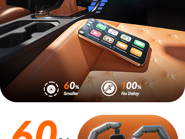 Text reads '60% No delay'. Dashboard or control panel view showing digital interface with illuminated buttons.