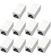 QINGLER RJ45 Cat6 Coupler Ethernet Extender Connector, 10 Pack in line Coupler Cat7 Cat6 Cat5e Ca...