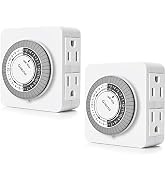 G-Homa Timer Outlet Electric Indoor with 2 Grounded Outlet,Plug-in 24-Hour Mechanical Timers,Dail...