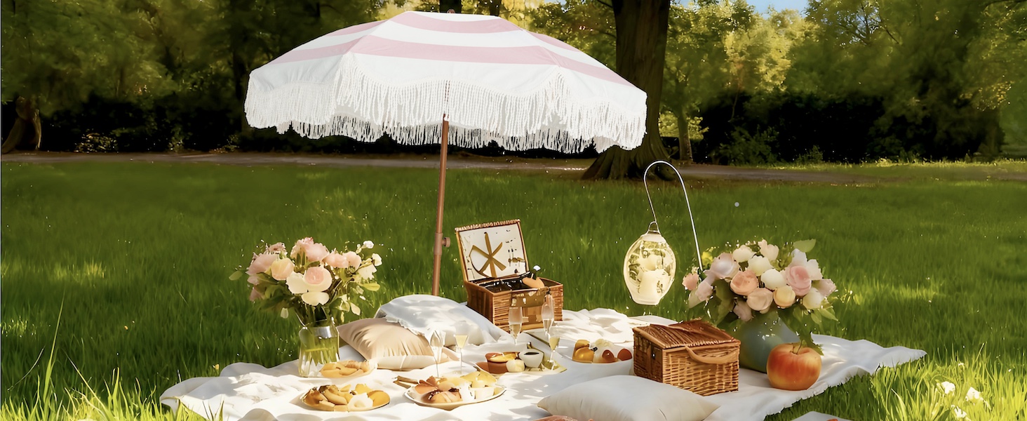 fringe umbrella outdoor patio