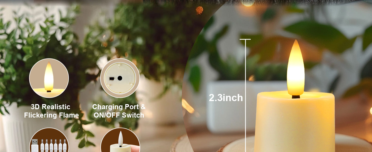 Rechargeable Flameless Tea Lights with Remote Timer