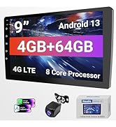 [9-inch 720P HD Touchscreen] Android 13 Car Stereo with 4G LTE &amp; 14-Band DSP - Bluetooth 5.0, Wir...