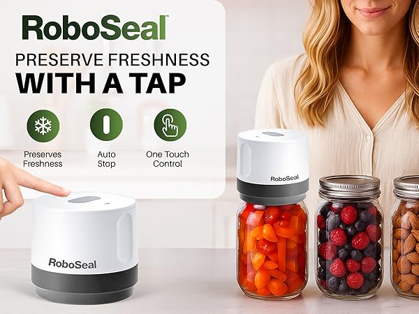 RoboSeal Rechargeable Mason Jar Vacuum Sealer for Mason Jars