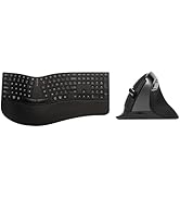 DeLUX Full Size Thin Ergonomic Keyboard and Wireless Vertical Mouse Combo