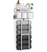 Aetyord Towel Racks for Bathroom - Wall Mounted Metal Rack with Wood Plank, Bathroom Storage Orga...