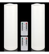 Warmhere 2 Pack Extra Large Outdoor Candles with Timer Waterproof, 14" x 4" Flickering Flameless ...