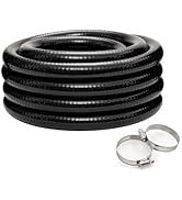 EASTRANS 1" x 10ft Reinforced Steel Wire Tube High Pressure Black Vinyl Pool Suction Tubing Flexi...