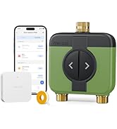 meross WiFi Water Timer for Garden Hose, 2 Zone WiFi Hose Timer with Brass Inlet and Outlet, WiFi...