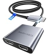 avedio links USB C to Dual HDMI Adapter 4K@60HZ, Type C to HDMI Splitter for Dual Monitors Extend...
