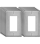 [10 Pack] BESTTEN Decorator Metal Wall Plate with White or Clear Plastic Film, 1 Gang Stainless S...