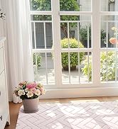 Macgace Ultra Soft Pink Area Rug for Girls Bedroom, 3x5 Modern Geometric Shag Rugs with Nonslip B...