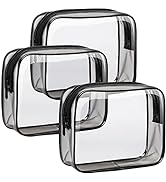 Clear Toiletry Bag, F-color 3 Pack TSA Approved Toiletry Bag Clear Makeup Bag, Travel Clear Cosme...