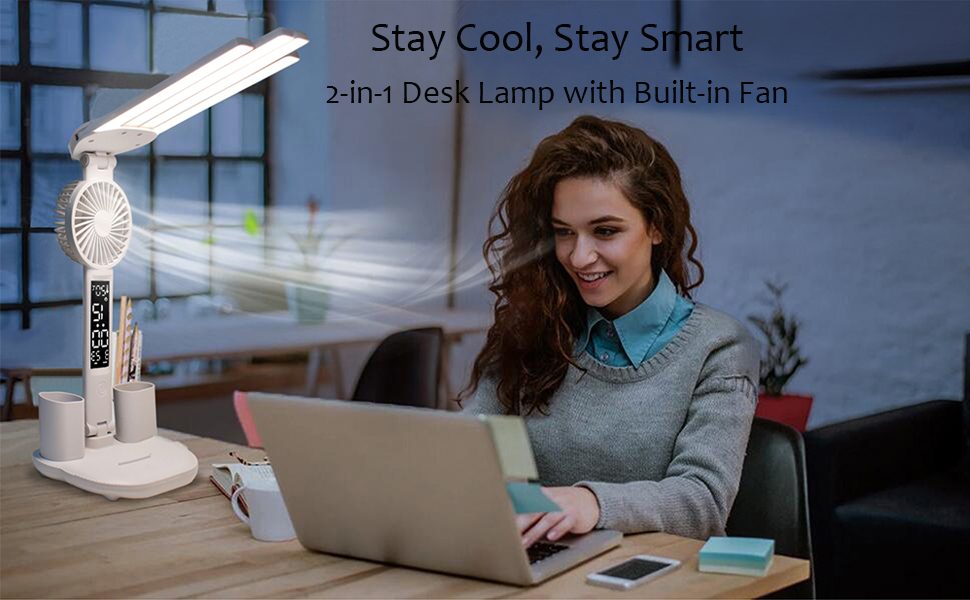 LED Desk Lamp with fan for Home Office