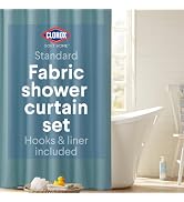 Clorox Bathroom Shower Curtain with Waterproof Lightweight PEVA Liner Set, Standard Size for Bath...