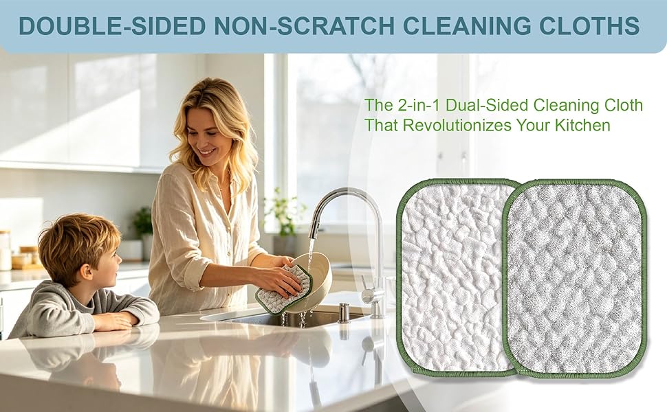 DOUBLE-SIDED NON-SCRATCH CLEANING CLOTHS