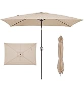 JEAREY 6.5x10 ft Rectangular Patio Umbrellas Rectangle Outdoor Umbrella with Push Button Tilt and...