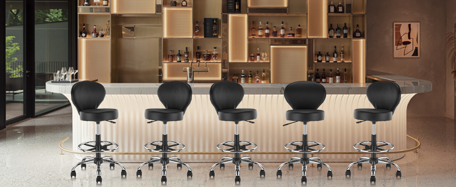 Leather Rolling Swivel Salon Stool Chair
