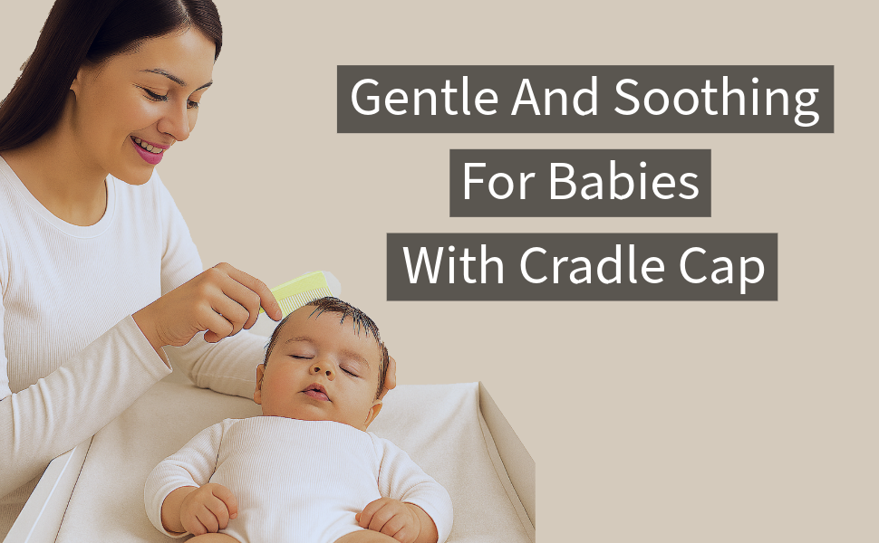 Comb in use on a baby’s hair, gently detangling and smoothing toddler hair on a sensitive scalp