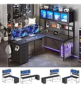 SEDETA L Shaped Gaming Desk, Reversible Computer Desk with 5 Drawer and Pegboard, Gaming Desk wit...