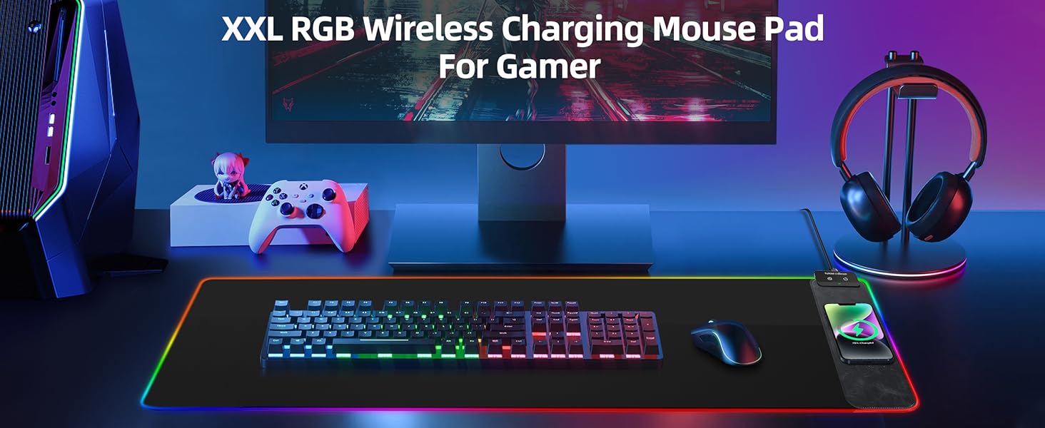 RGB Gaming Mouse Pad With Wireless Charging