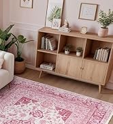Macgace 4x6 Washable Rugs for Living Room, Faux Wool Vintage Rug for Bedroom Dining Room, Low Pil...